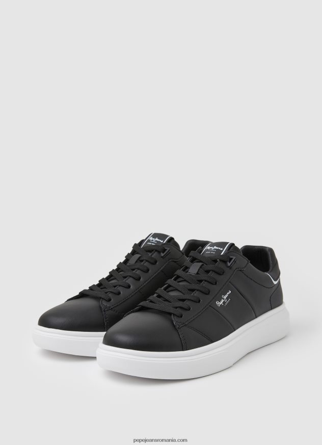 adidași eaton din piele bărbați Pepe Jeans negru 6Z0R461198