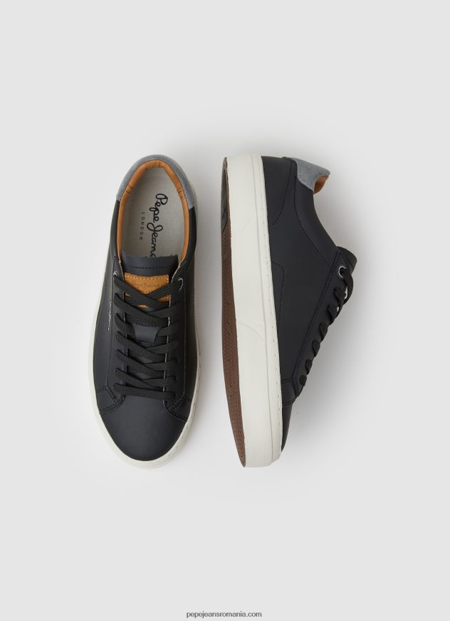 adidasi yogi din piele originali bărbați Pepe Jeans negru 6Z0R461183