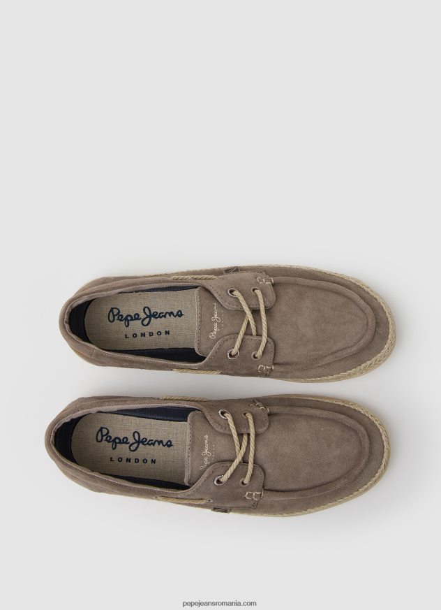 pantofi sport cu barca din piele intoarsa bărbați Pepe Jeans piatră întunecată 6Z0R461194