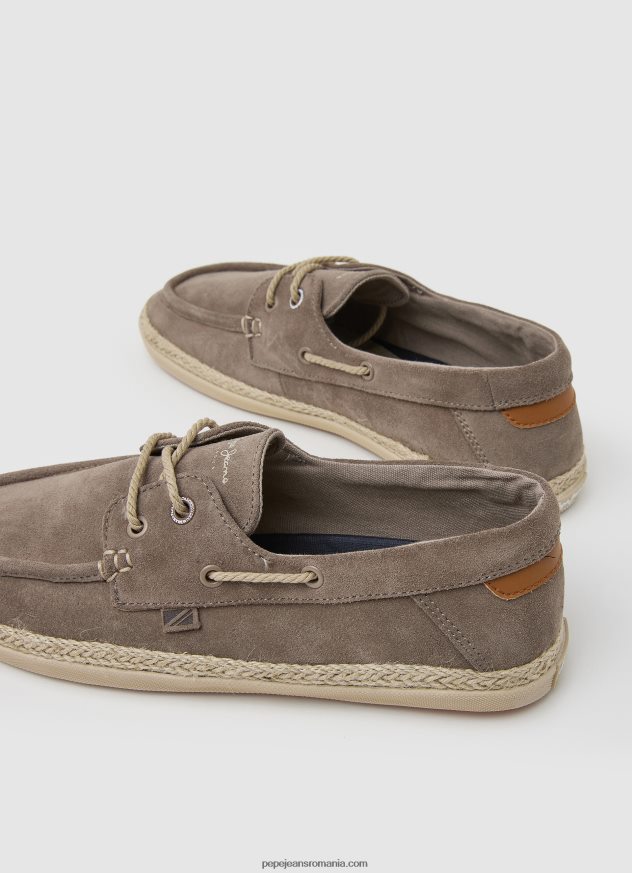 pantofi sport cu barca din piele intoarsa bărbați Pepe Jeans piatră întunecată 6Z0R461194