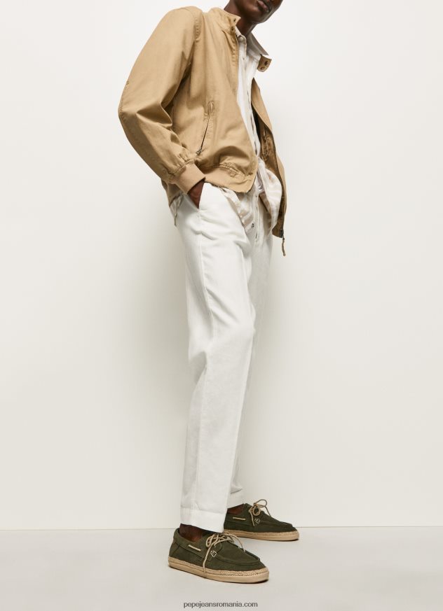 pantofi sport cu barca din piele intoarsa bărbați Pepe Jeans verde kaki 6Z0R461192