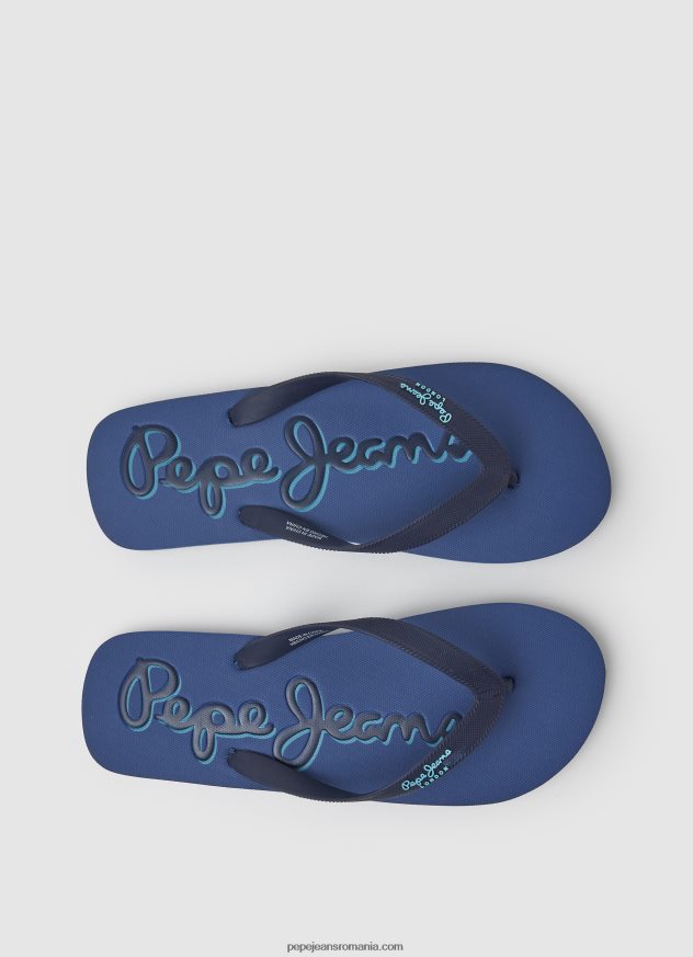 Bay Beach logo șlapi de plajă bărbați Pepe Jeans denim închis la culoare 6Z0R461277