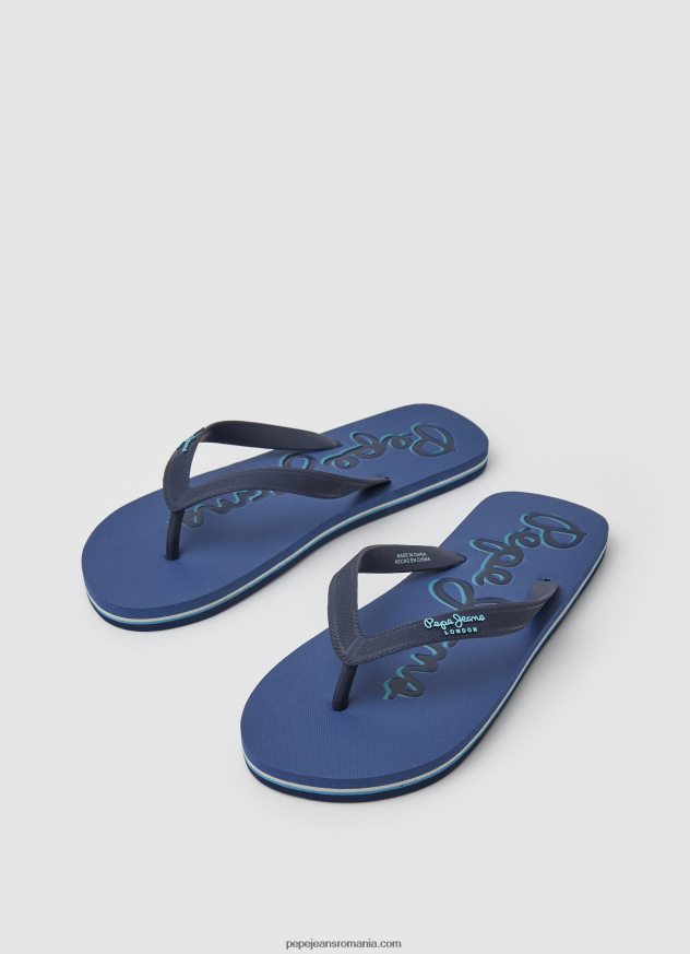 Bay Beach logo șlapi de plajă bărbați Pepe Jeans denim închis la culoare 6Z0R461277