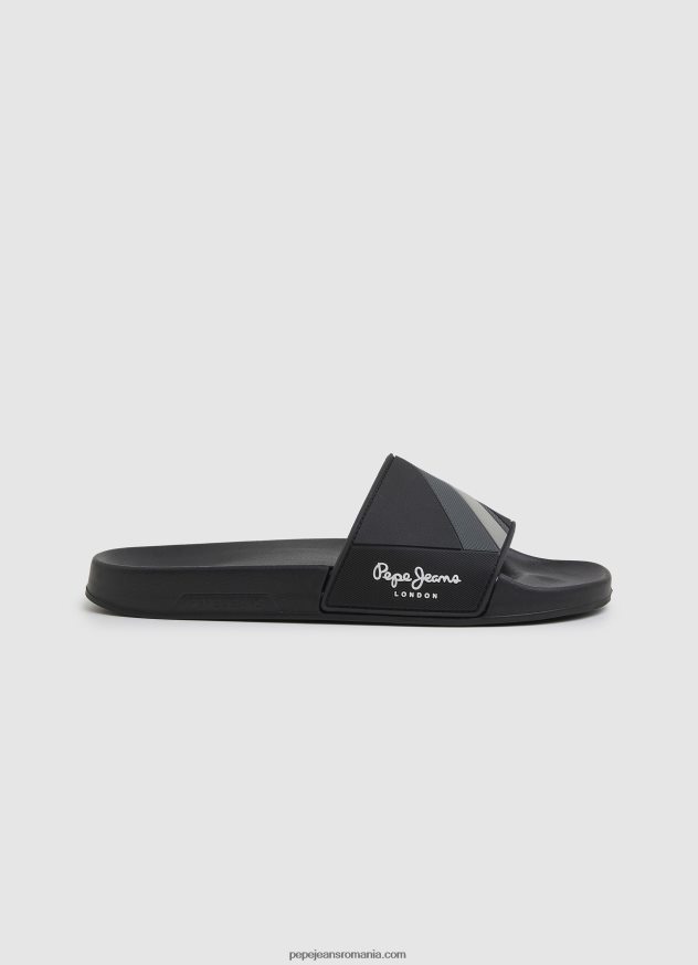 glisor textura șlapi de plajă bărbați Pepe Jeans negru 6Z0R461263