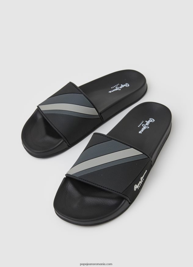 glisor textura șlapi de plajă bărbați Pepe Jeans negru 6Z0R461263