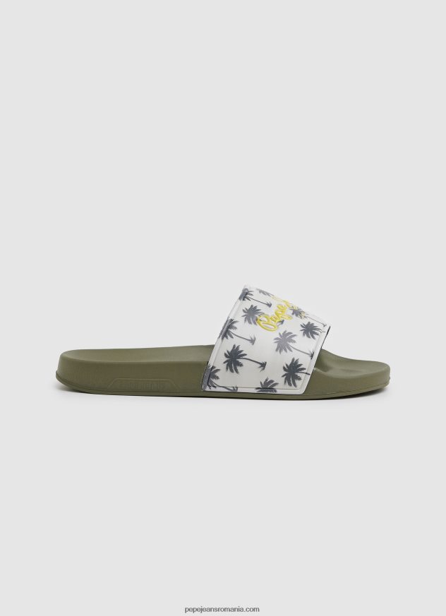 șlapi de plajă cu imprimeu glisor bărbați Pepe Jeans verde kaki 6Z0R461282