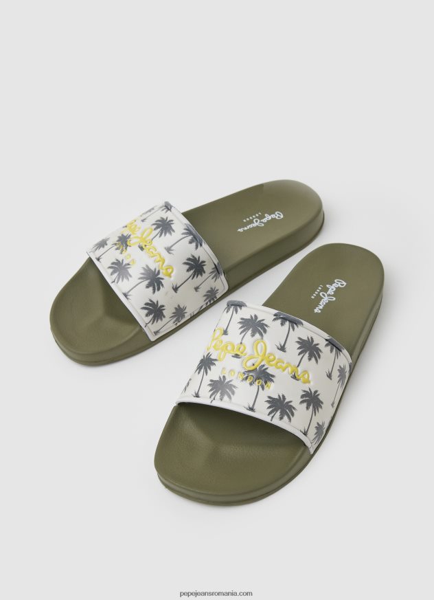 șlapi de plajă cu imprimeu glisor bărbați Pepe Jeans verde kaki 6Z0R461282