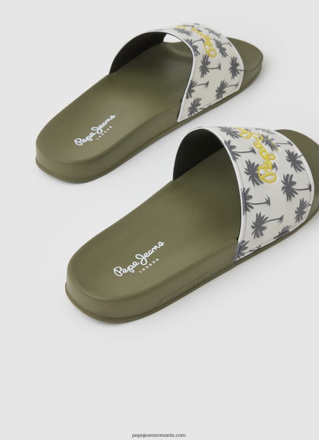 șlapi de plajă cu imprimeu glisor bărbați Pepe Jeans verde kaki 6Z0R461282