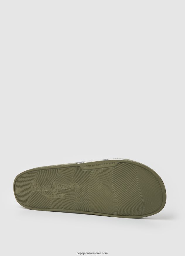 șlapi de plajă cu imprimeu glisor bărbați Pepe Jeans verde kaki 6Z0R461282