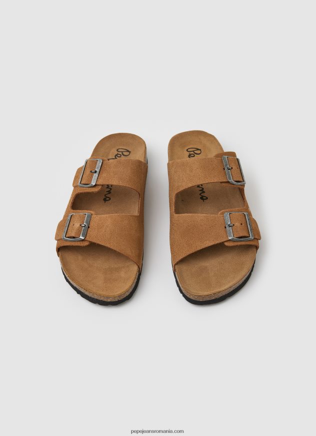 sandale din piele intoarsa bio bărbați Pepe Jeans bronzat 6Z0R461273