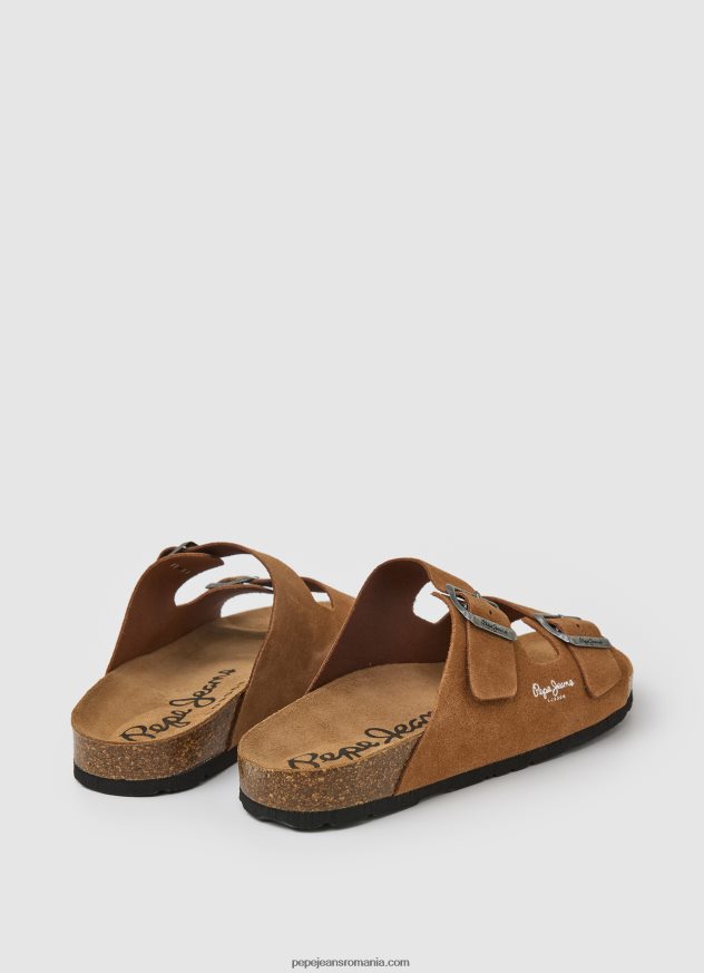 sandale din piele intoarsa bio bărbați Pepe Jeans bronzat 6Z0R461273