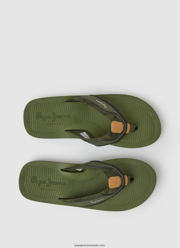south beach camu beach flip flops bărbați Pepe Jeans verde kaki 6Z0R461280