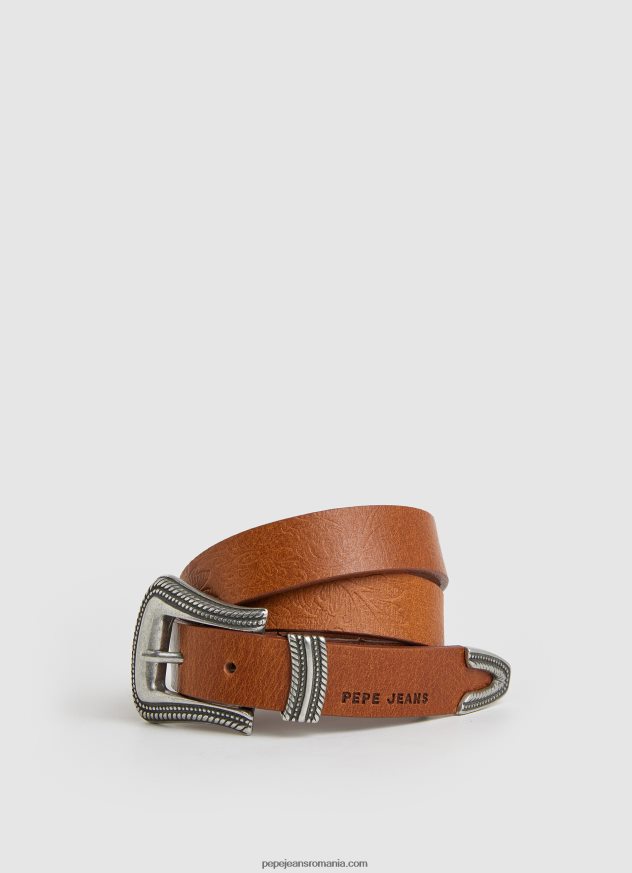 centura cu logo circular femei Pepe Jeans lemn de cedru 6Z0R46763