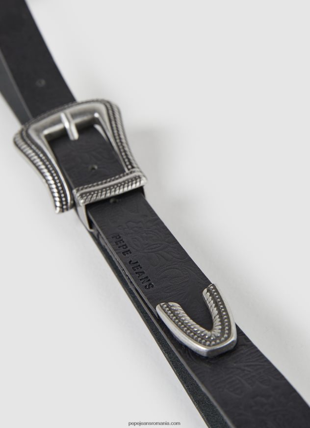 curea subțire din piele femei Pepe Jeans negru 6Z0R46759