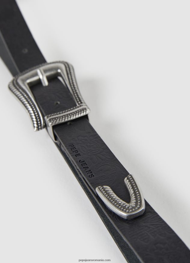 curea subțire din piele femei Pepe Jeans negru 6Z0R46759