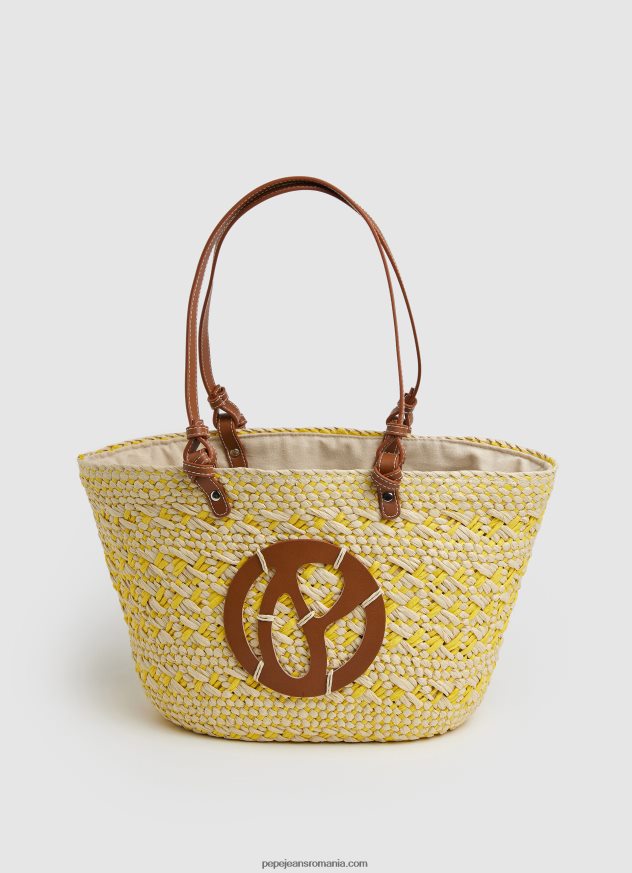 geantă coș de paie țesătă femei Pepe Jeans strălucire 6Z0R46725