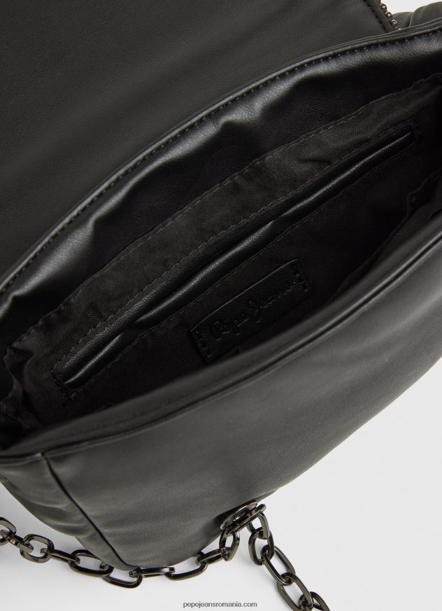 geantă crossbody cu detalii căptușite femei Pepe Jeans negru 6Z0R46708