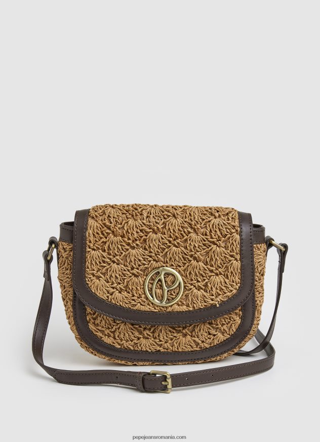 geantă crossbody din paie țesătă femei Pepe Jeans caramel 6Z0R46742