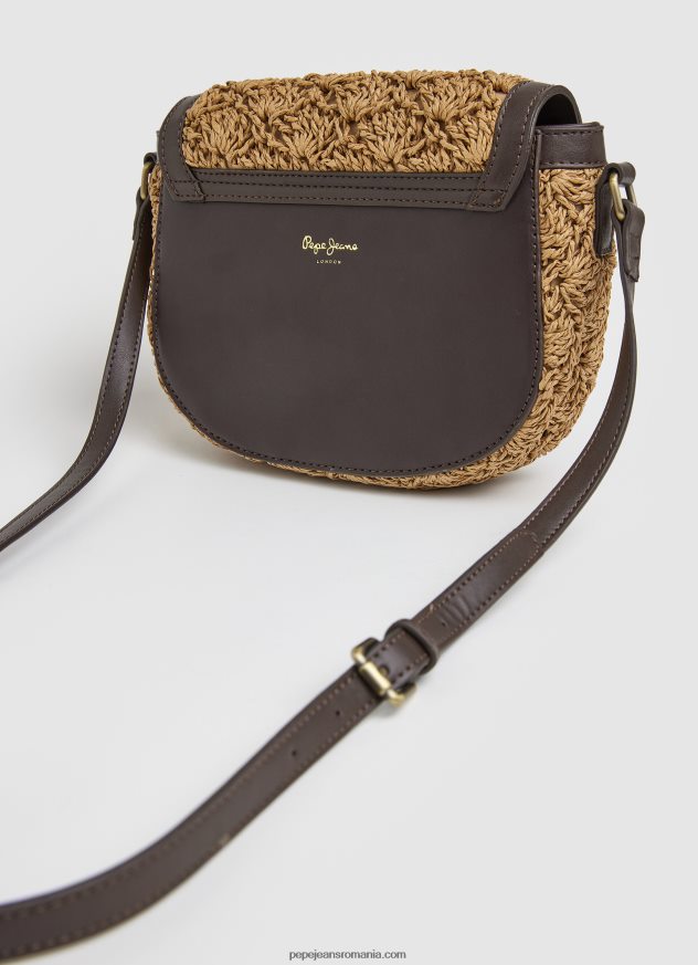 geantă crossbody din paie țesătă femei Pepe Jeans caramel 6Z0R46742