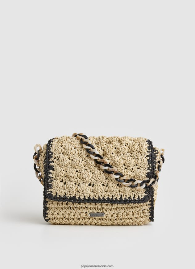 geantă crossbody din paie țesătă femei Pepe Jeans negru 6Z0R46718