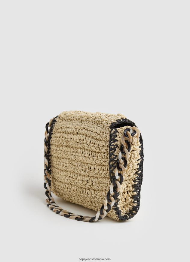 geantă crossbody din paie țesătă femei Pepe Jeans negru 6Z0R46718