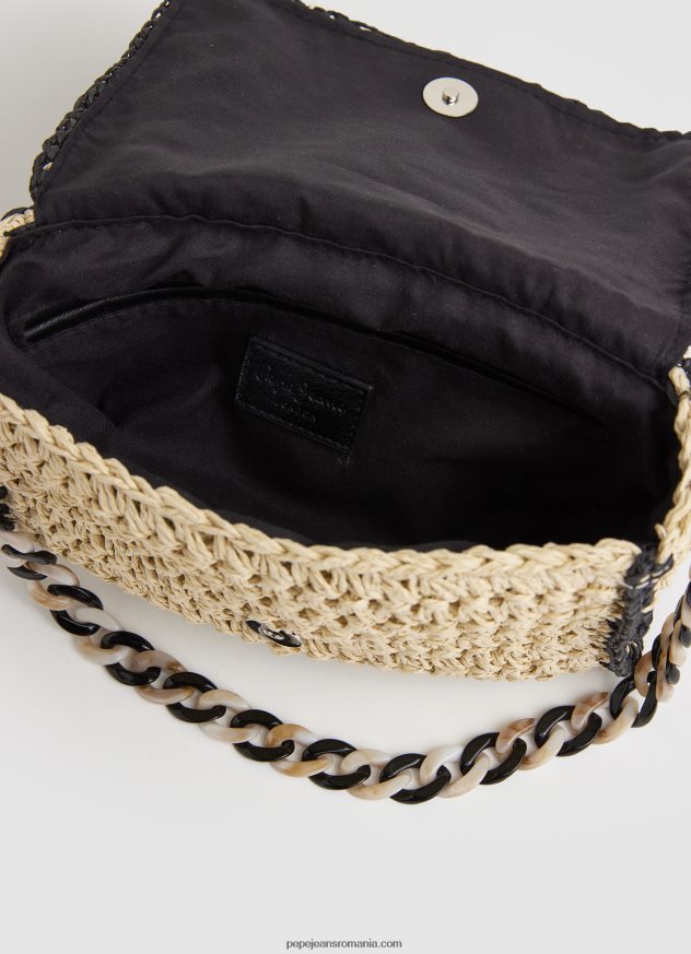 geantă crossbody din paie țesătă femei Pepe Jeans negru 6Z0R46718