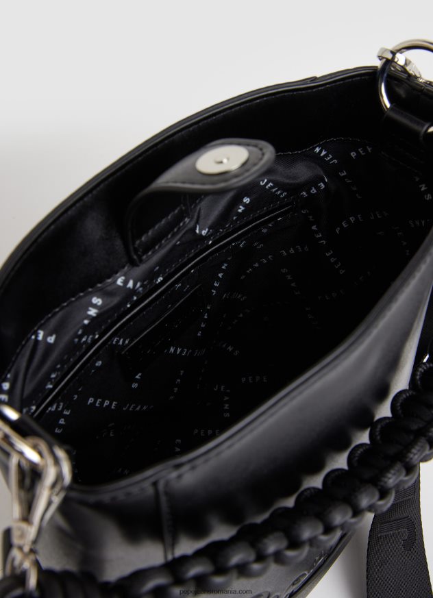 geantă cu găleată cu mâner dublu femei Pepe Jeans negru 6Z0R46732