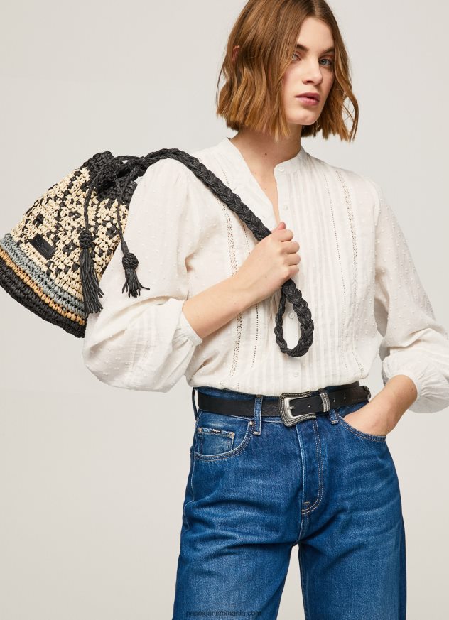 geantă cu găleată de paie femei Pepe Jeans negru 6Z0R46719