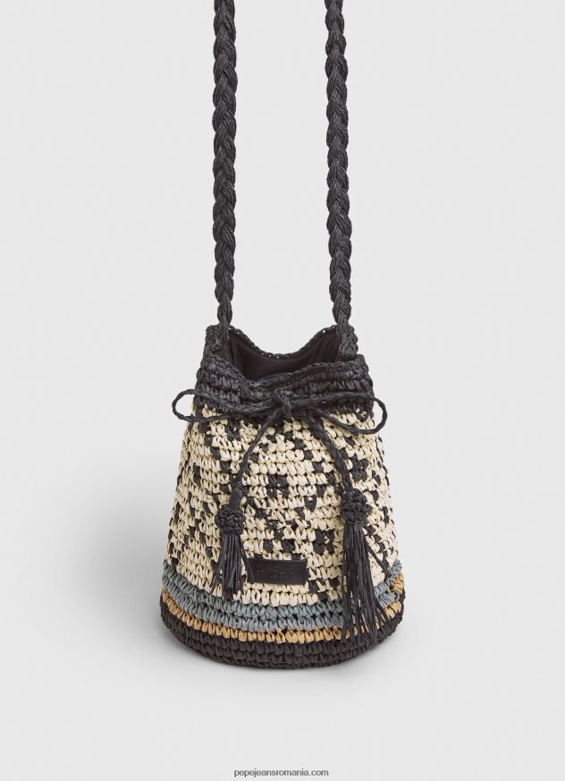 geantă cu găleată de paie femei Pepe Jeans negru 6Z0R46719