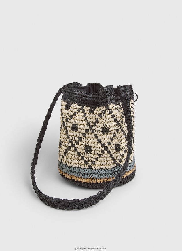 geantă cu găleată de paie femei Pepe Jeans negru 6Z0R46719