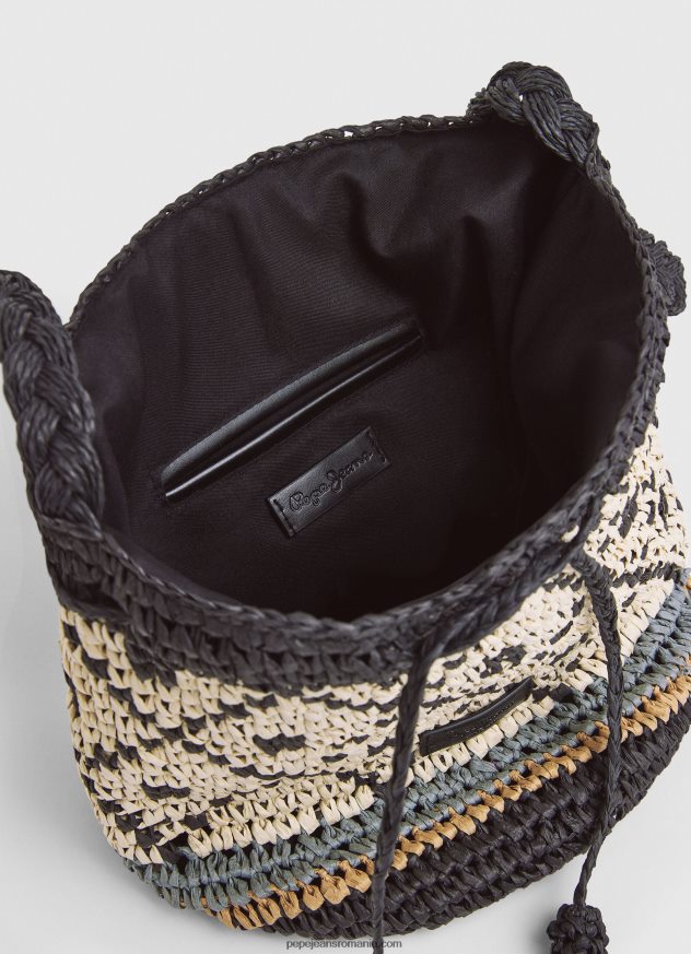 geantă cu găleată de paie femei Pepe Jeans negru 6Z0R46719