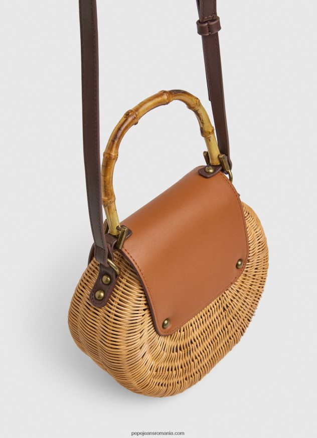 geantă de mână din răchită lucrată manual femei Pepe Jeans tutun 6Z0R46716