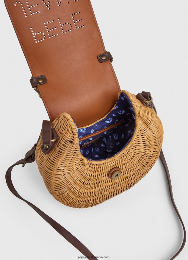 geantă de mână din răchită lucrată manual femei Pepe Jeans tutun 6Z0R46716