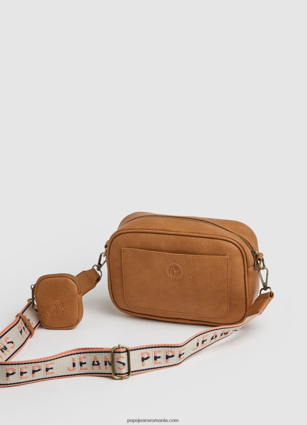 geantă maxi crossbody cu logo în relief femei Pepe Jeans cămilă 6Z0R46714