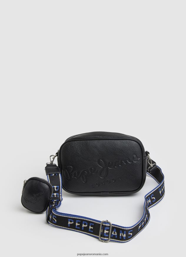 geantă maxi crossbody cu logo în relief femei Pepe Jeans negru 6Z0R46713
