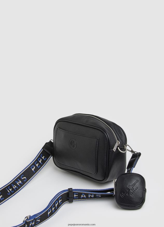 geantă maxi crossbody cu logo în relief femei Pepe Jeans negru 6Z0R46713