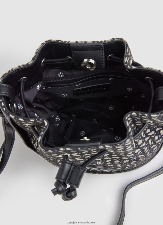 geantă tip găleată din jacquard femei Pepe Jeans negru 6Z0R46730