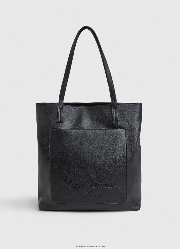 geantă tote cu logo în relief femei Pepe Jeans negru 6Z0R46711
