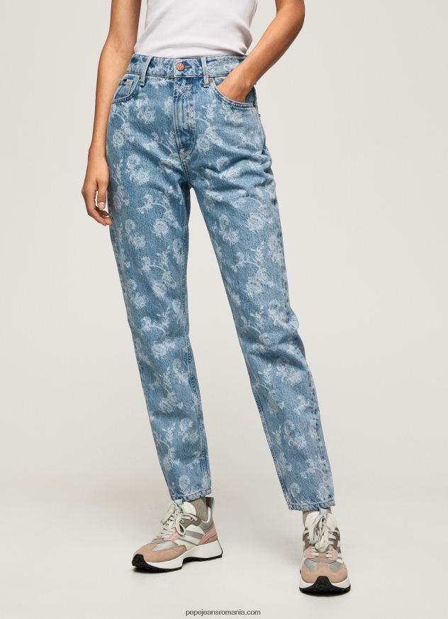 blugi violet cu talie înaltă, relaxed fit femei Pepe Jeans denim 6Z0R4677