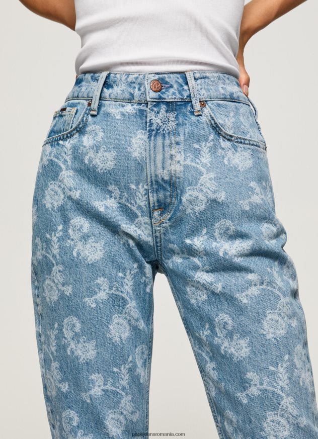 blugi violet cu talie înaltă, relaxed fit femei Pepe Jeans denim 6Z0R4677