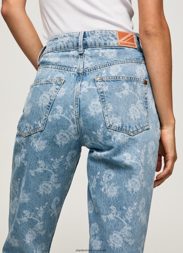 blugi violet cu talie înaltă, relaxed fit femei Pepe Jeans denim 6Z0R4677