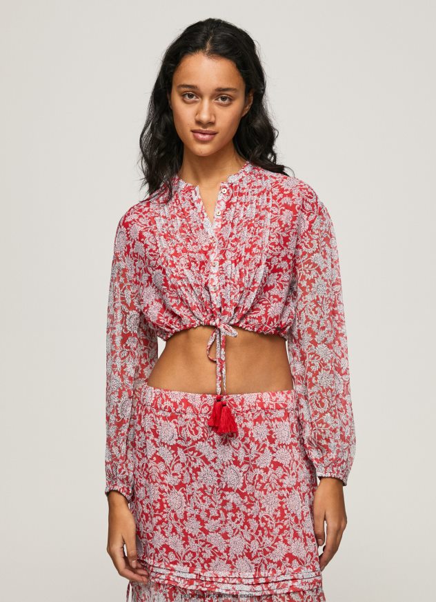 bluză cropped cu imprimeu floral femei Pepe Jeans multi 6Z0R46363