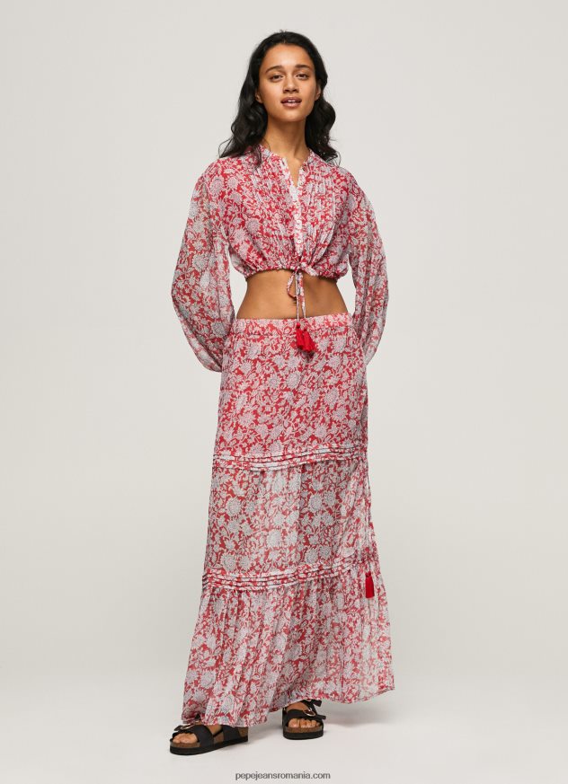 bluză cropped cu imprimeu floral femei Pepe Jeans multi 6Z0R46363