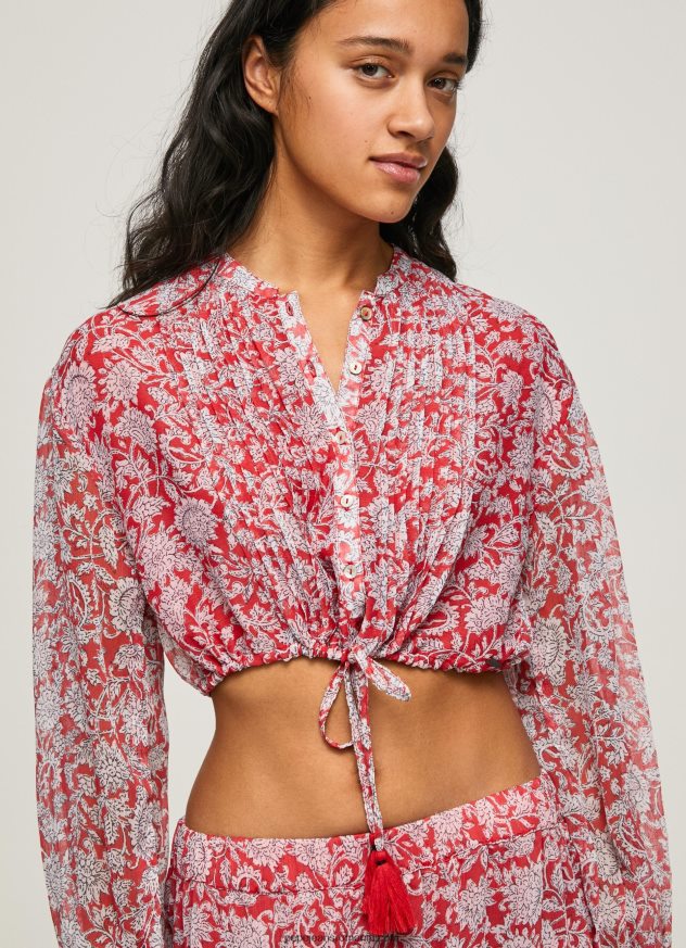 bluză cropped cu imprimeu floral femei Pepe Jeans multi 6Z0R46363