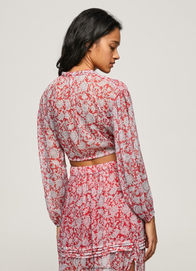 bluză cropped cu imprimeu floral femei Pepe Jeans multi 6Z0R46363