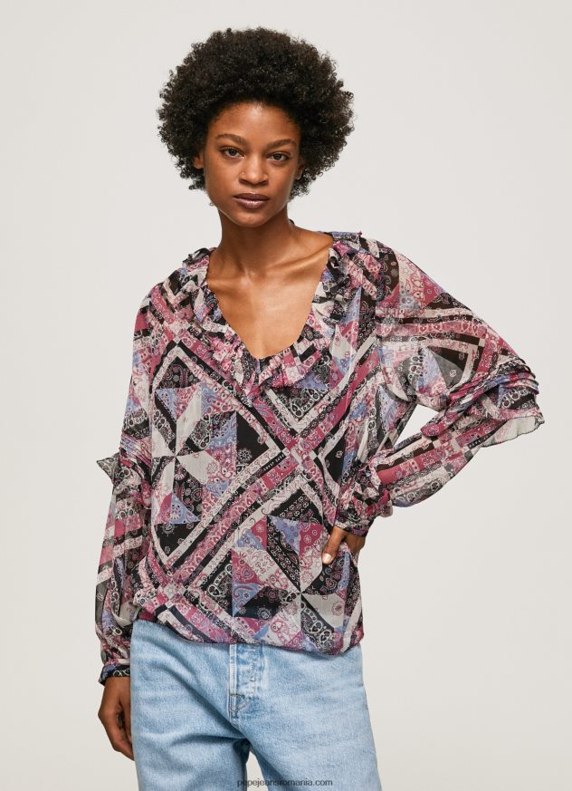 bluză cu imprimeu paisley cu volane femei Pepe Jeans multi 6Z0R46376