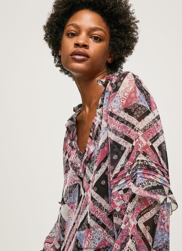 bluză cu imprimeu paisley cu volane femei Pepe Jeans multi 6Z0R46376