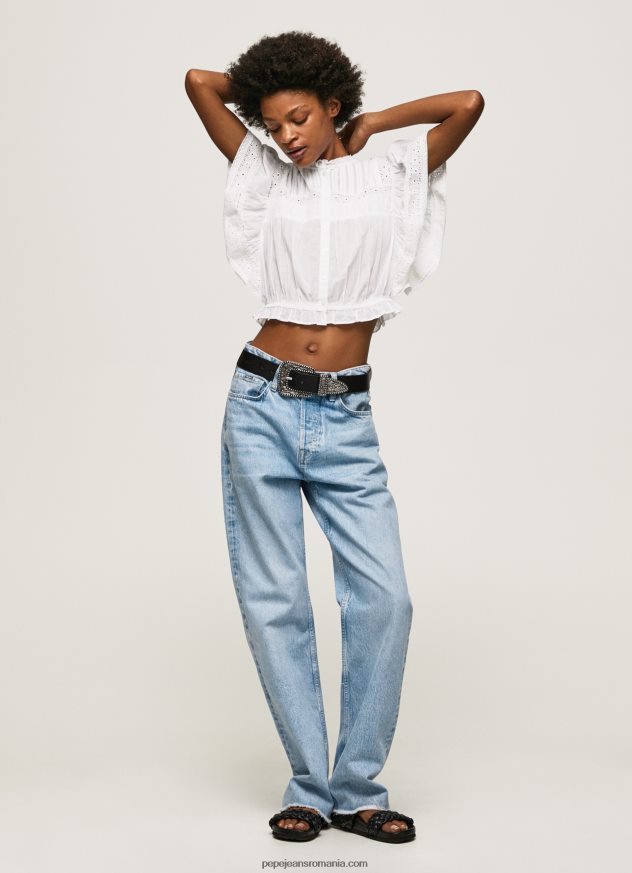 bluză din bumbac cu detalii ajurate femei Pepe Jeans alb 6Z0R46344