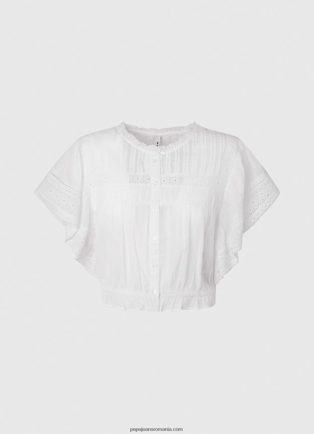 bluză din bumbac cu detalii ajurate femei Pepe Jeans alb 6Z0R46344