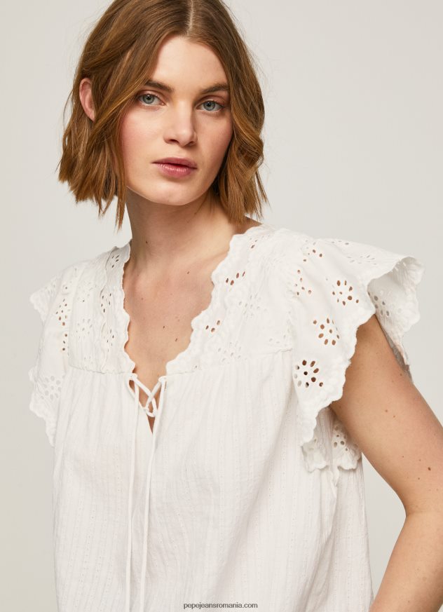 bluză din bumbac cu detalii ajurate femei Pepe Jeans mousse 6Z0R46342